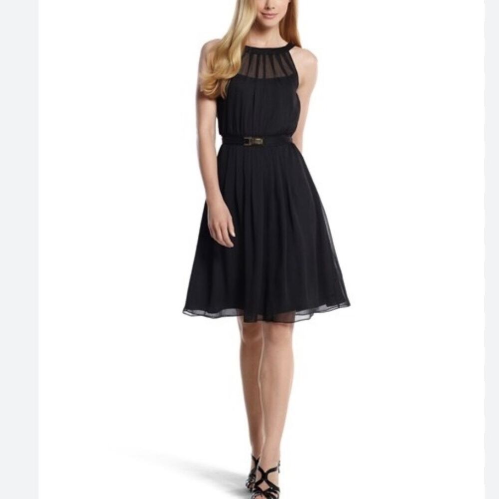 White House Black Market Button back chiffon halter dress Size 6 - Picture 2 of 11